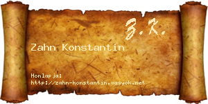 Zahn Konstantin névjegykártya